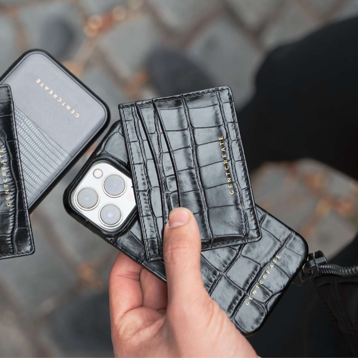 IPhone 12 Mini Black Croc Leather Personalised Phone Case 