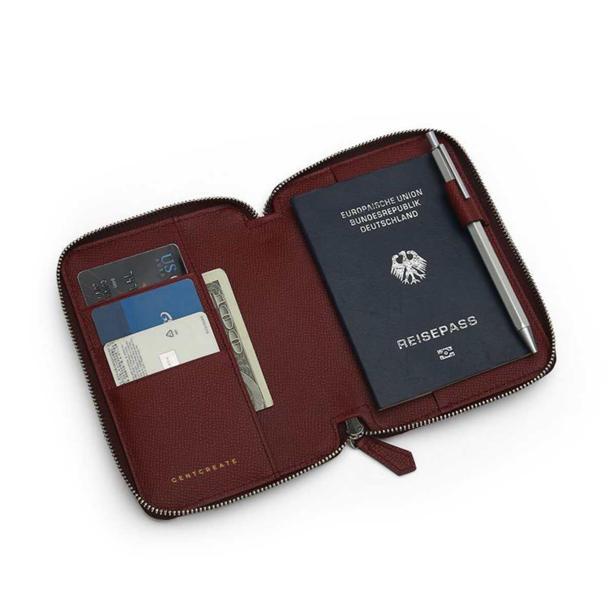  Handmade grey saffiano genuine leather passport holder  for frequent travelers