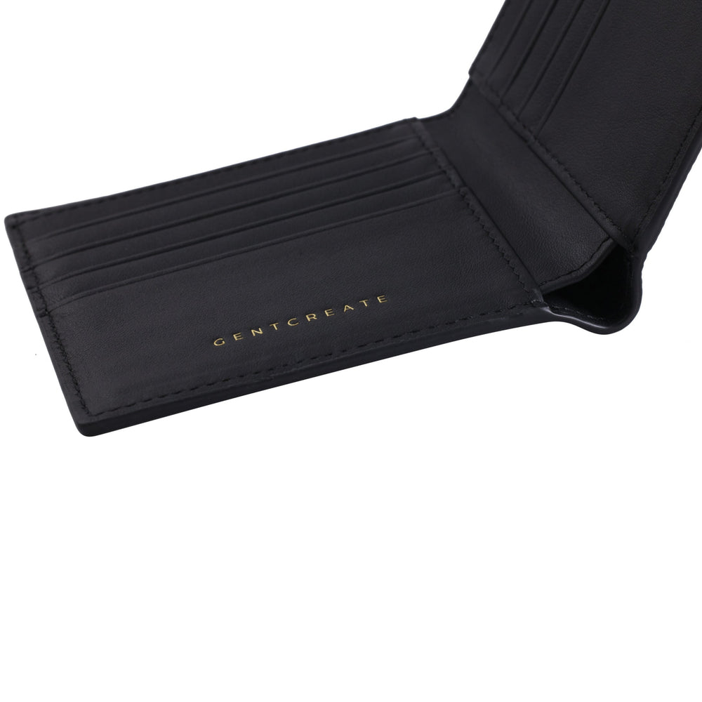 Cartera plegable de piel de lagarto Interior de la billetera bifold de cuero de lagarto negro de la marca de accesorios de lujo Gentcreate