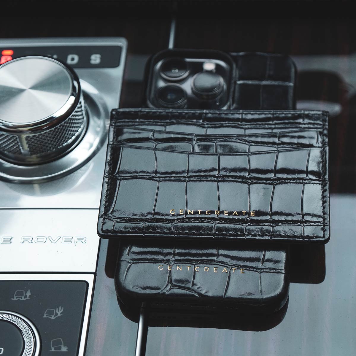 Black Leather Card Holder & Leather iPhone Case - GENTCREATE Black Leather Card Holder & Leather iPhone Case - GENTCREATE