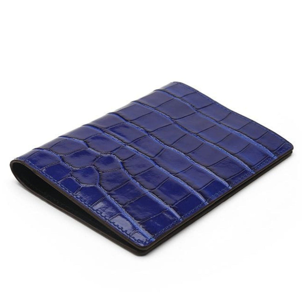 Passhülle aus glänzendem Leder Blauer Krokodil Reisepass Luxus Hülle von Gentcreate