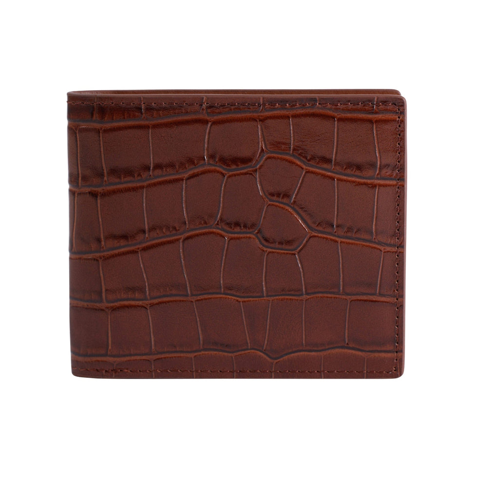 Cartera de piel con relieve de cocodrilo Billetera bifold de cuero de cocodrilo marrón de Gentcreate