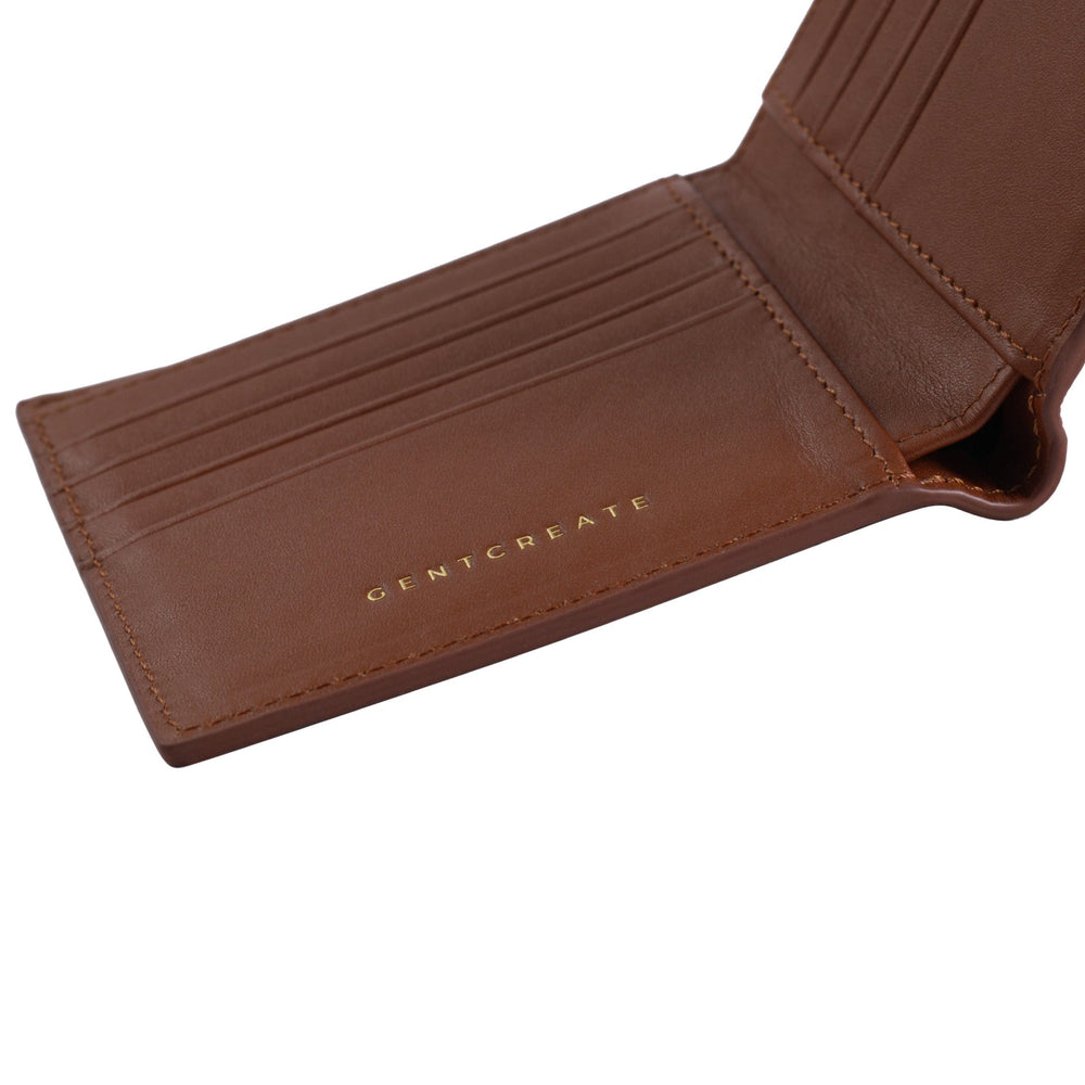 Cartera de piel con relieve de cocodrilo El interior de una billetera de cuero de cocodrilo marrón