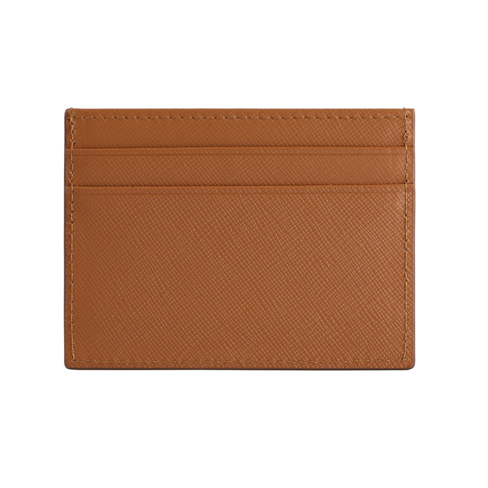 Saffiano läderkorthållare Brunt-Saffiano-Läder-Minimalist-Kortfodral