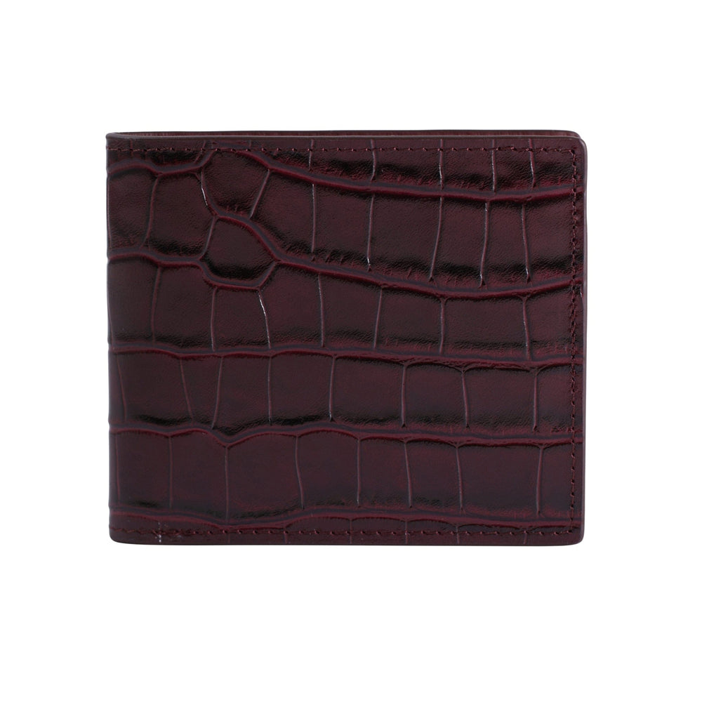Cartera de piel con relieve de cocodrilo Billetera bifold de cuero de cocodrilo burdeos de Gentcreate