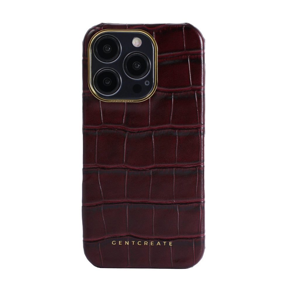 Leather iPhone Case Crocodile Pattern Burgundy Crocodile iPhone Case from the Gentcreate Brand