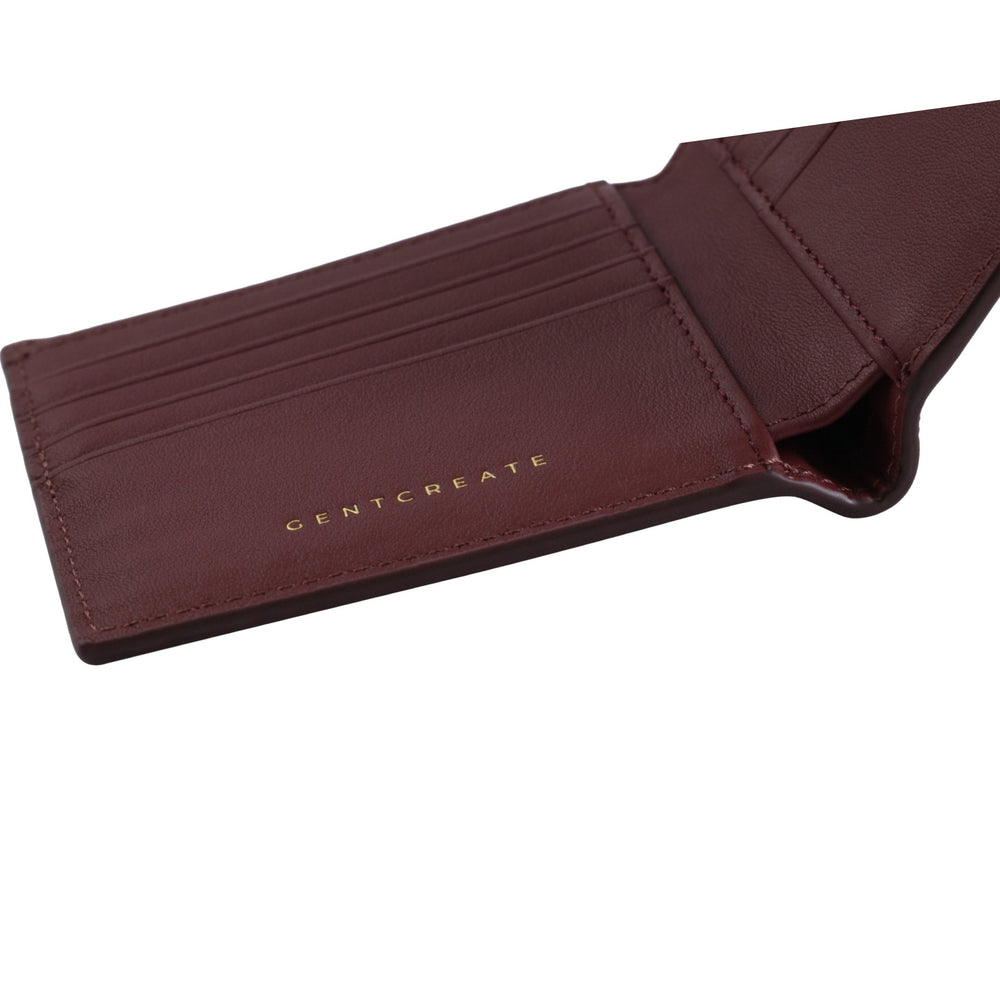 Cartera plegable de piel de lagarto Interior de la billetera bifold de cuero de lagarto burdeos de la marca de moda Gentcreate