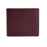 Portafoglio bifold in pelle di lucertola bordeaux