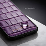 Custodia per iPhone in pelle coccodrillo lucida