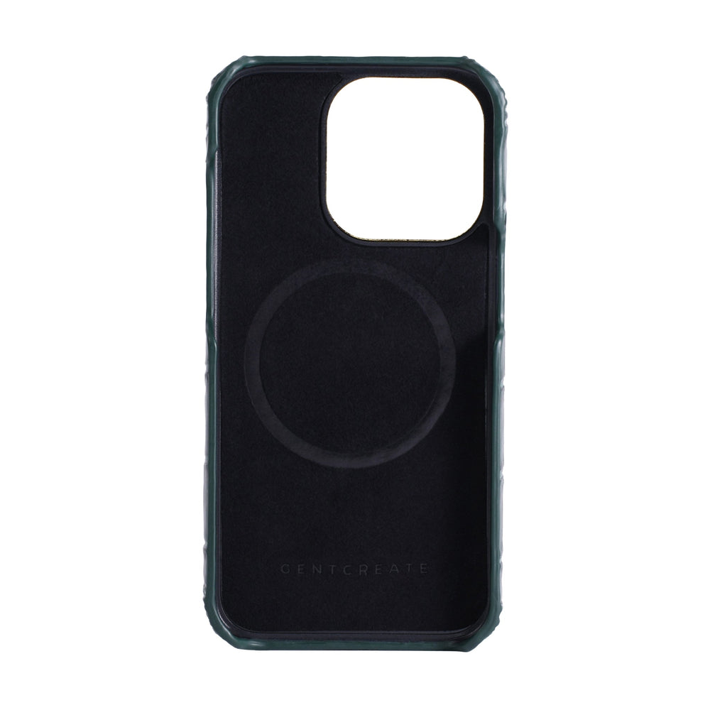 Leather iPhone Case Crocodile Pattern The interior side of the luxury Green crocodile case from the brand Gentcreate
