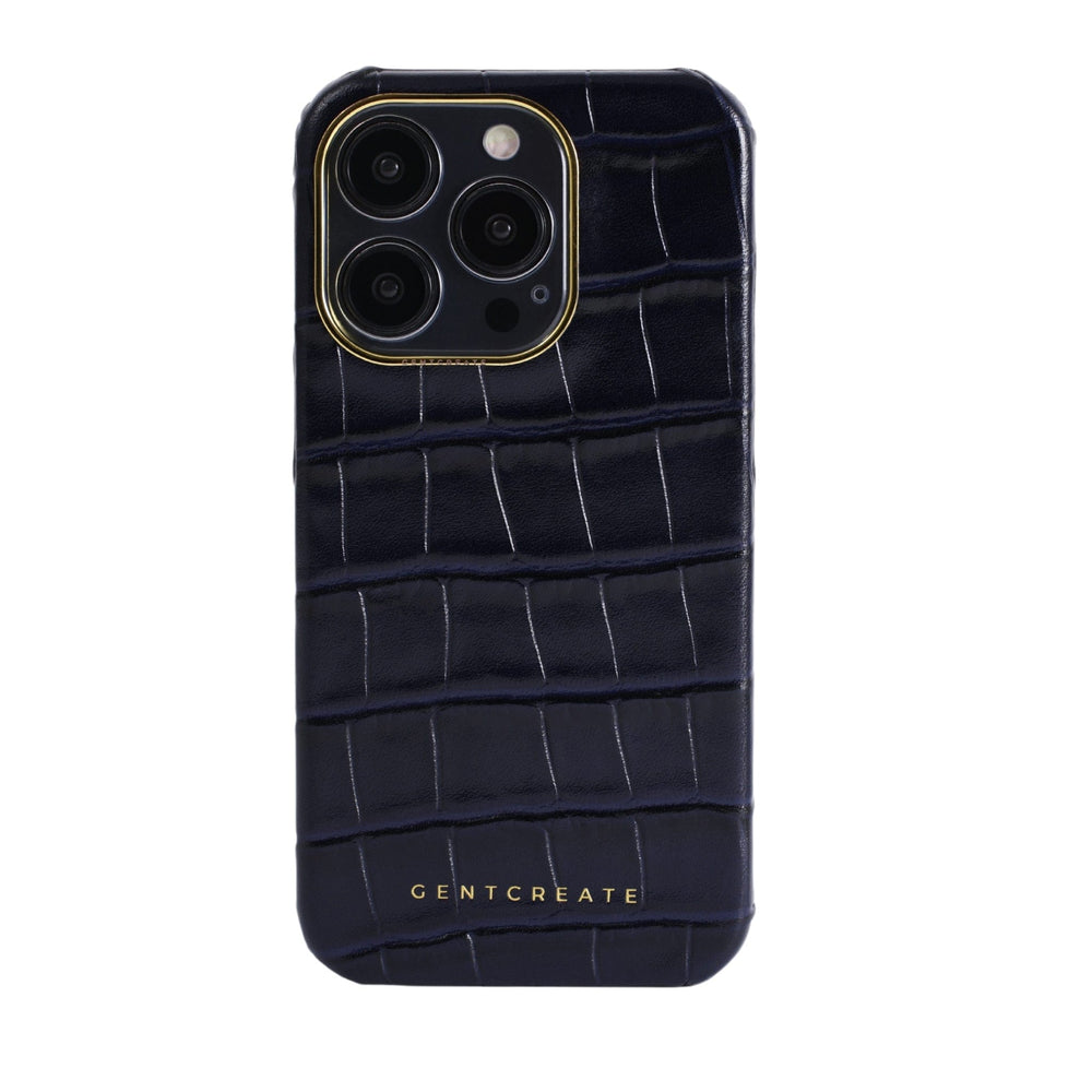 Leather iPhone Case Crocodile Pattern Dark Navy Crocodile iPhone 15 Pro Max Case from the Gentcreate brand