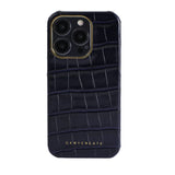 GentcreateブランドのダークネイビークロコダイルiPhone 15 Pro Maxケース