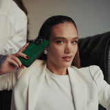 Custodia per iPhone 14 in pelle di coccodrillo verde scuro GENTCREATE