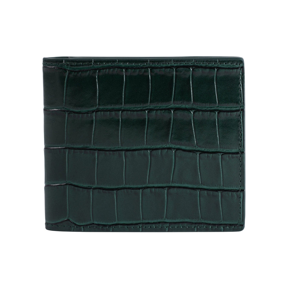 Cartera de piel con relieve de cocodrilo Billetera bifold de cuero de cocodrilo verde de Gentcreate