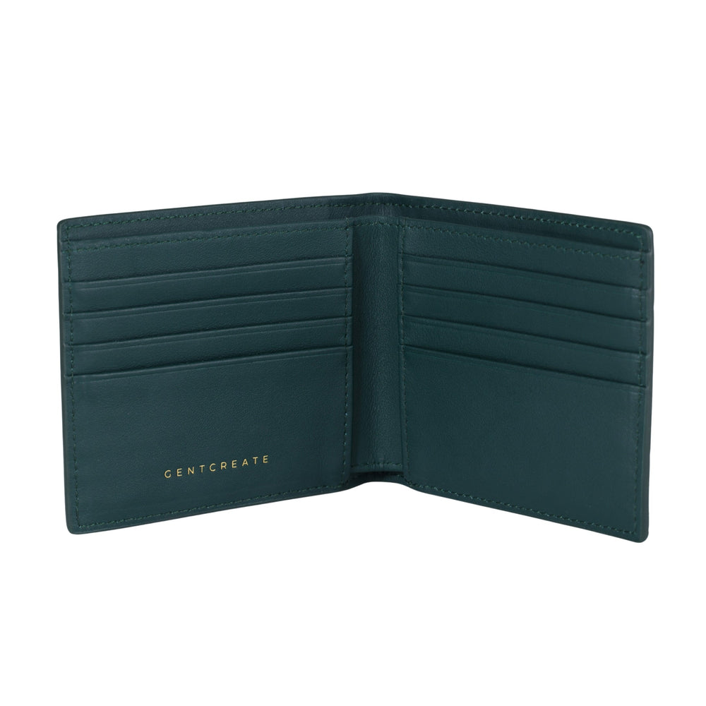 Cartera de piel con relieve de cocodrilo El interior de una billetera de cuero de cocodrilo verde de Gentcreate