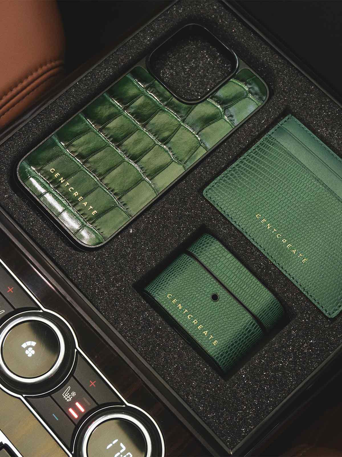 Lädervård och underhåll - Grönt AirPods läderfodral, iPhone-fodral och läder kortfodral paket av GENTCREATE Lädervård och underhåll - Grönt AirPods läderfodral, iPhone-fodral och läder kortfodral paket av GENTCREATE