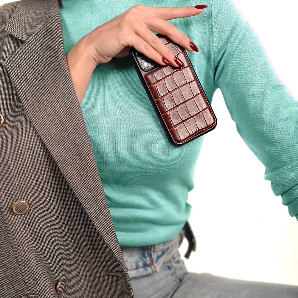Leather iPhone Case Croco Glossy Leather iPhone Case Croco Glossy - GENTCREATE