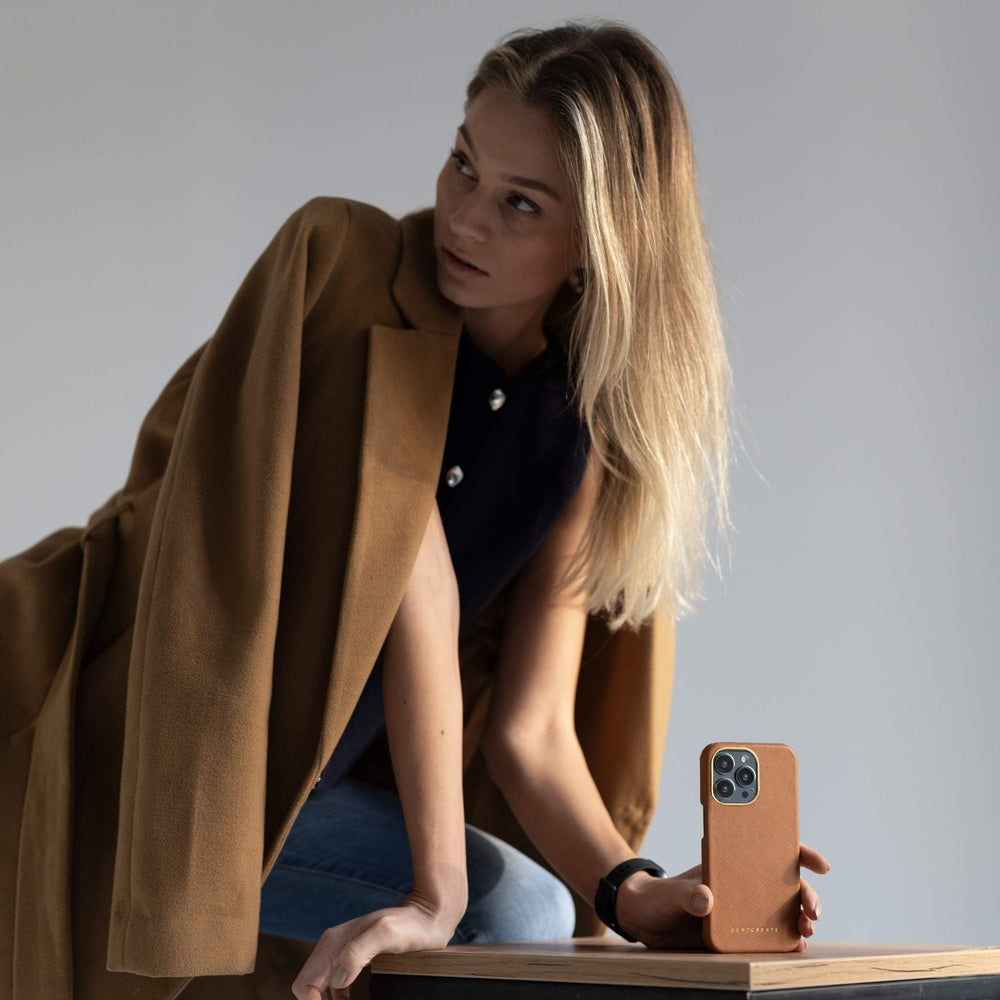Saffiano Leather iPhone Case Handmade Saffiano Leather iPhone 16 Cases
