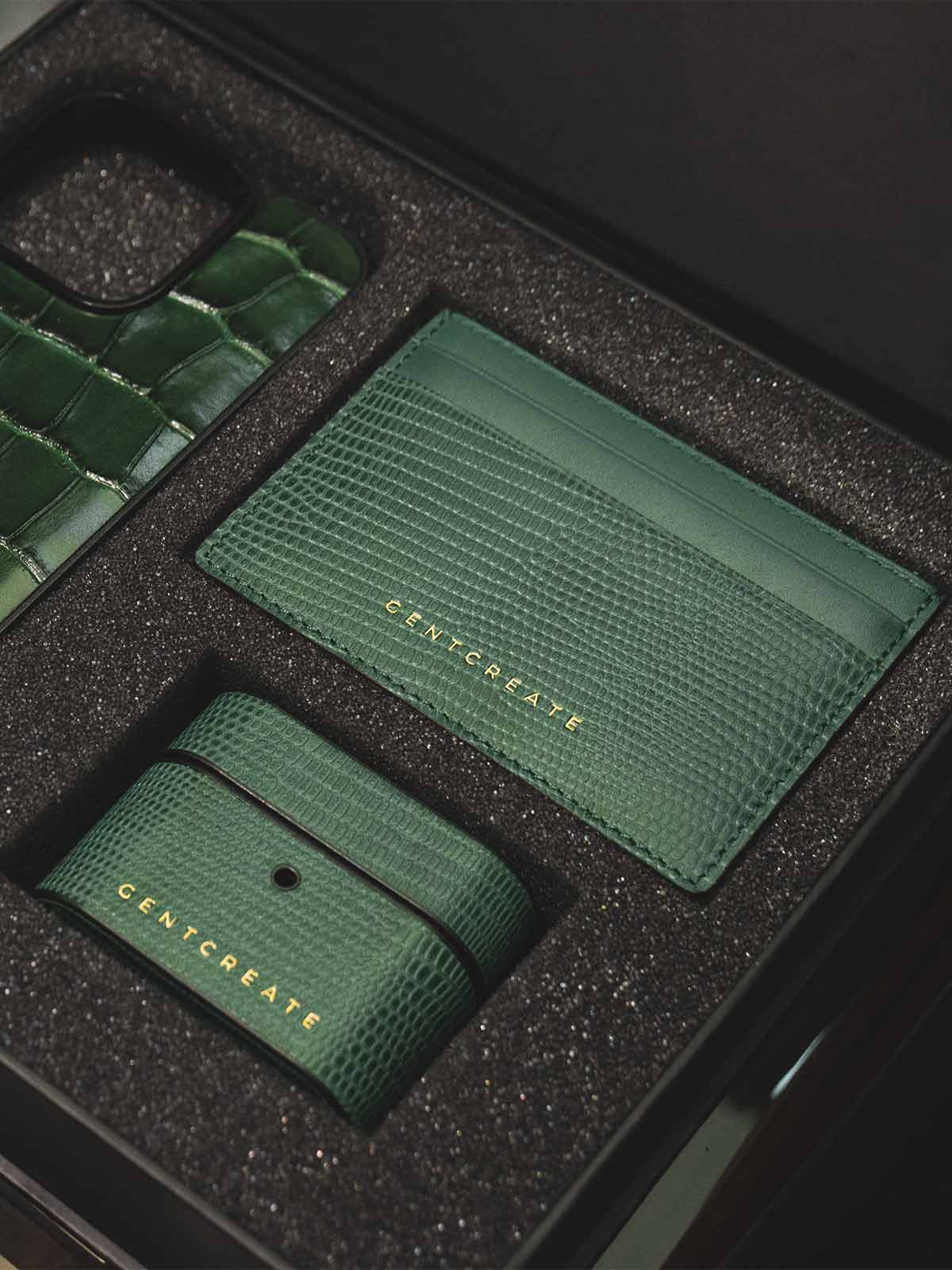 Green Leather Card Holder Wallet - GENTCREATE Green Leather Card Holder Wallet - GENTCREATE