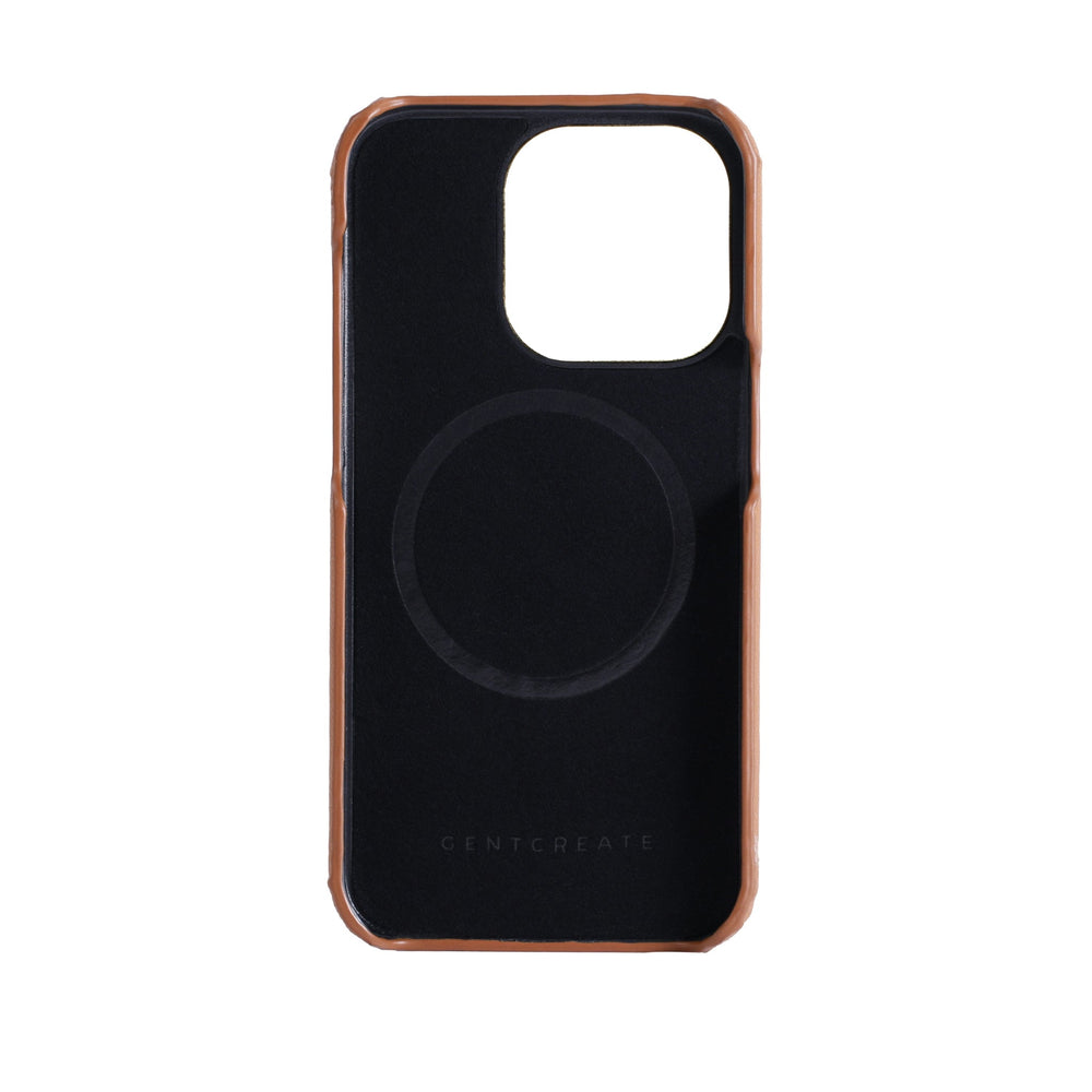 Saffiano Leather iPhone Case Inner side of the Saffiano Brown Leather iPhone 16 Case from the brand GENTCREATE