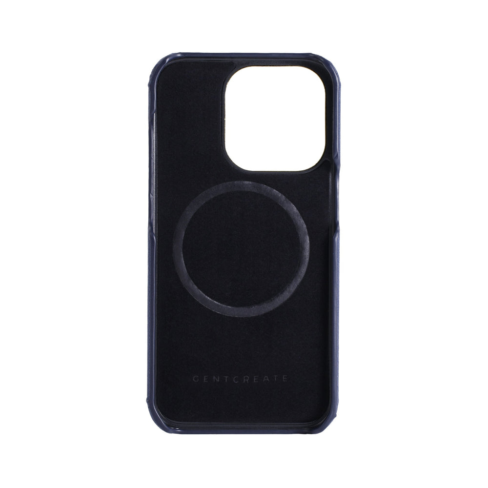 Saffiano Leather iPhone Case Interior saffiano navy blue iPhone case from the brand Gentcreate.