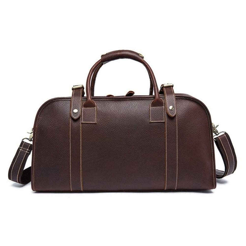 Crossbody-veske i brunt skinn Via Brun lær duffelveske fra luksus motemerket Gentcreate