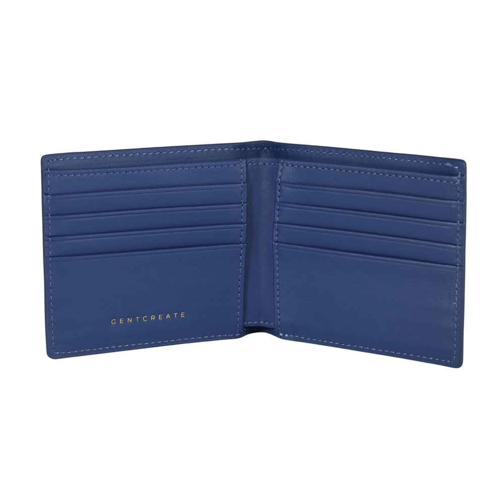 Cartera plegable de piel de lagarto Interior de la billetera bifold de cuero de lagarto azul marino de Gentcreate