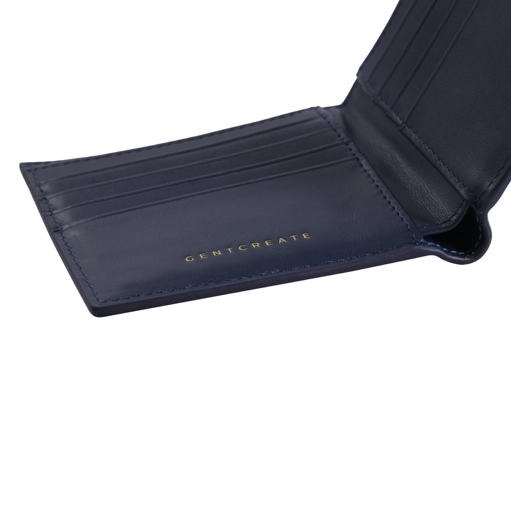 Cartera de piel con relieve de cocodrilo Dentro de la billetera de cuero de cocodrilo azul marino de Gentcreate