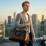 Bolsa Crossbody em Couro Marrom Via