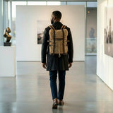 Khaki brown canvas backpack by GENTCREATE