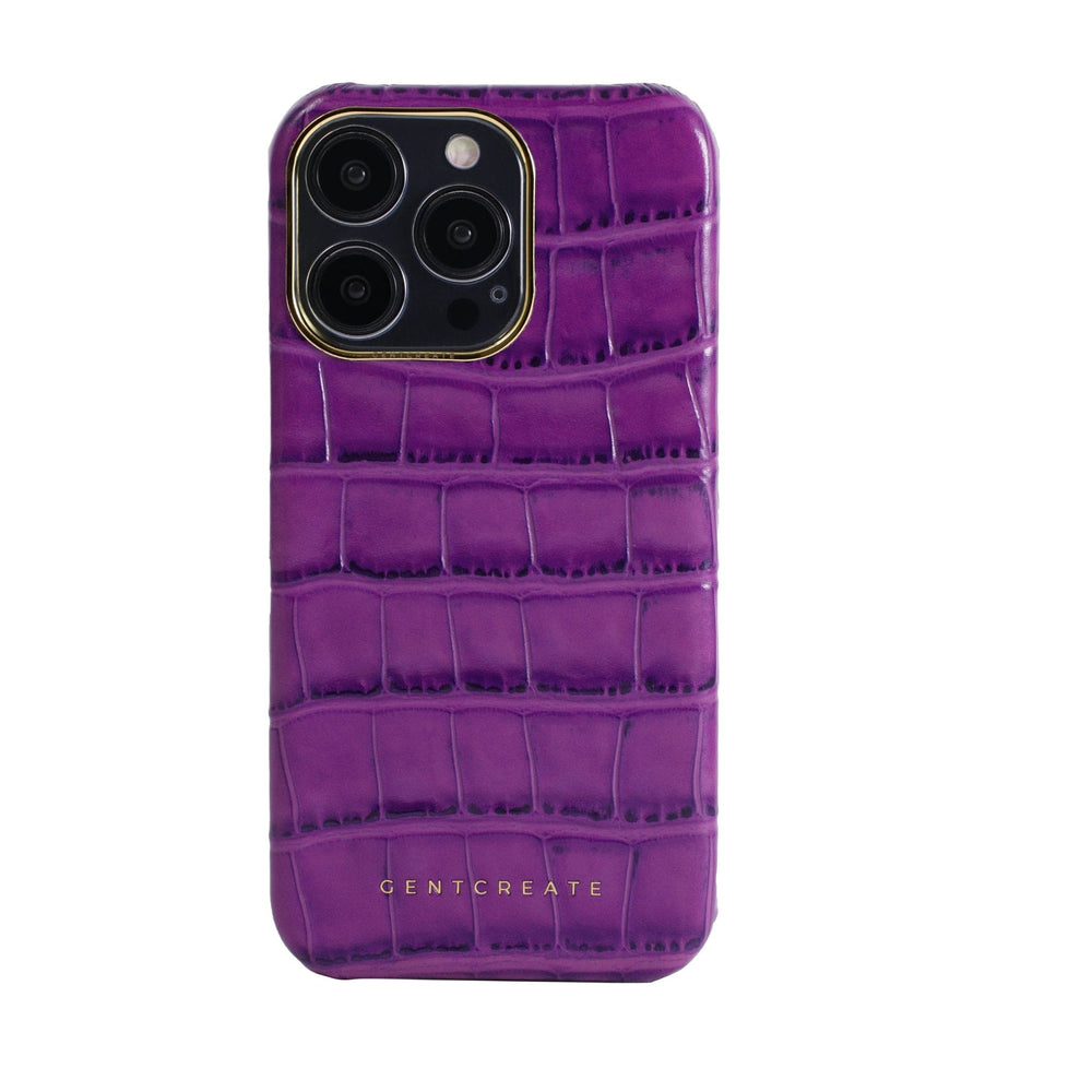 Leather iPhone Case Crocodile Pattern Purple iPhone Crocodile Case By Gentcreate