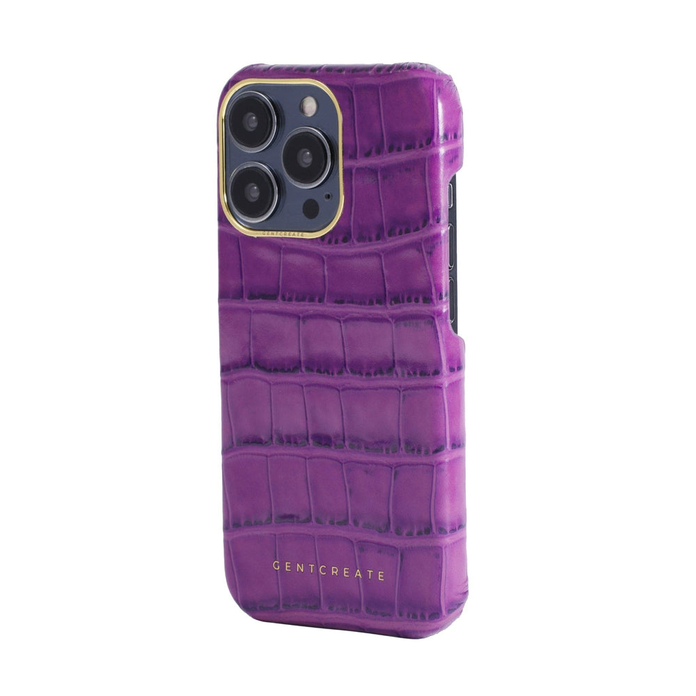 Leather iPhone Case Crocodile Pattern Purple iPhone 16 Case By Gentcreate
