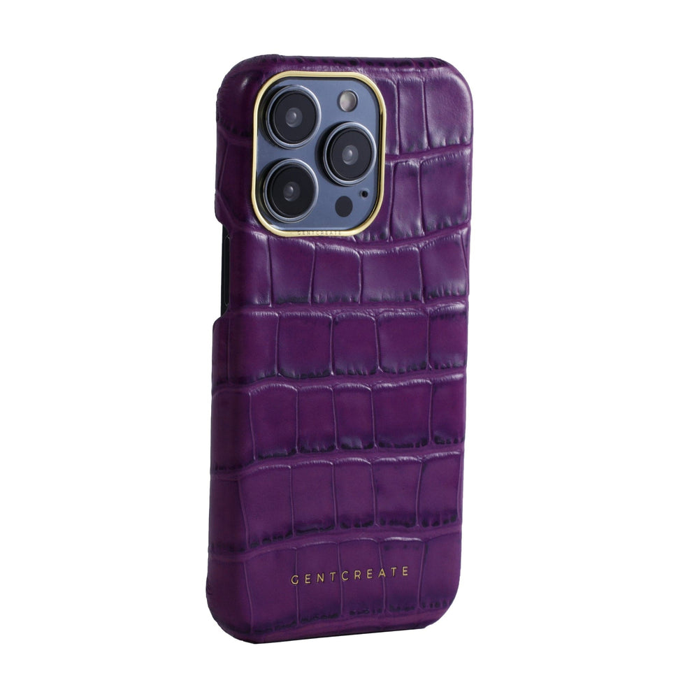 Leather iPhone Case Crocodile Pattern Purple iPhone 16 Pro Max Crocodile Case