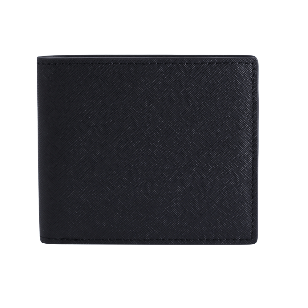 Cartera plegable de piel saffiano Billetera bifold de cuero Saffiano negro de Gentcreate