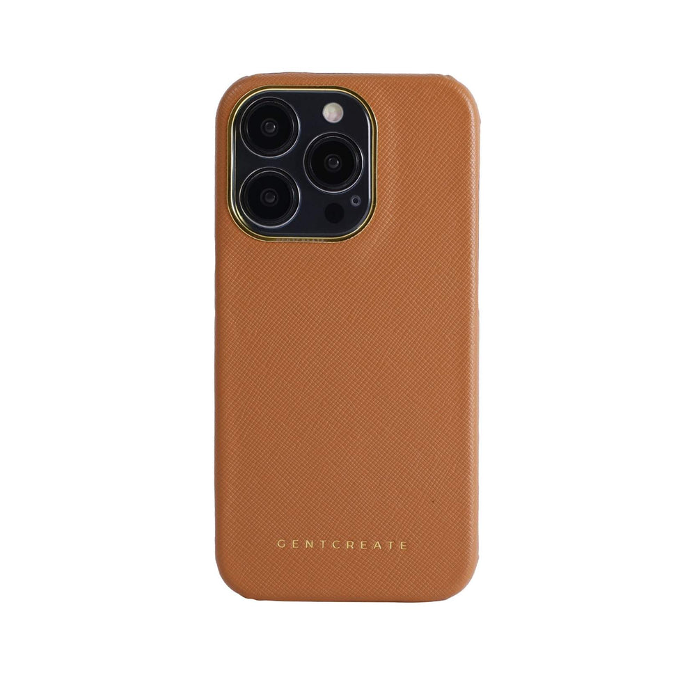 Saffiano Leather iPhone Case iPhone 15 Pro Max Saffiano Leather Brown Case From The Brand GENTCREATE