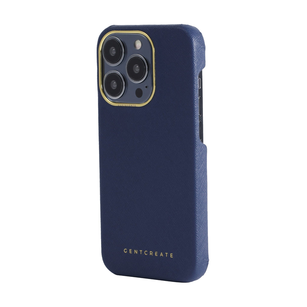 Saffiano Leather iPhone Case Saffiano Navy Blue iPhone 15 Pro Max Case By Gentcreate