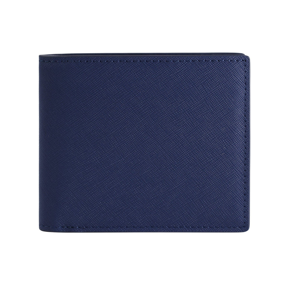 Cartera plegable de piel saffiano Billetera de cuero Saffiano azul marino de Gentcreate