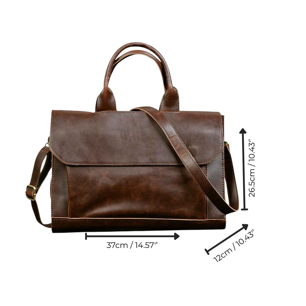 Vegansk skinn messenger bag Herba Brun fullkorn lærveske Herba av GENTCREATE