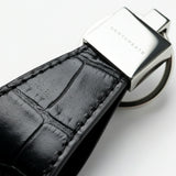 Crocodile leather keychain in black color by GENTCREATE