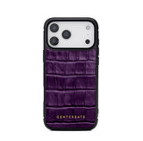 Magenta 17 pro crocodile-patterned phone case with 'GENTCREATE' branding on a white background