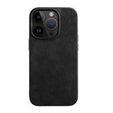Musta iPhone Alcantara 15 -kuori ylelliseltä muotibrändiltä Gentcreate