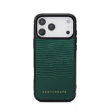 Green phone case with textured pattern and 'GENTCREATE' branding on a white background