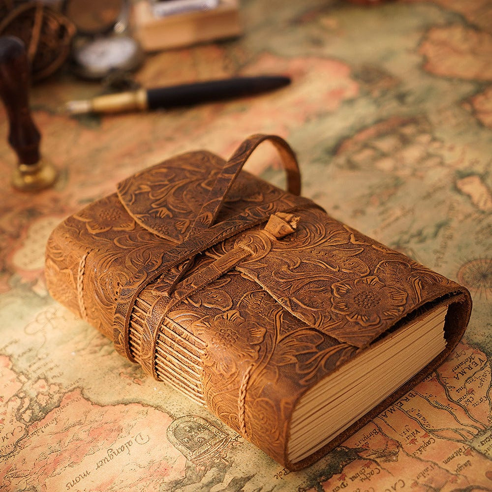 Brown Leather Diary Liber Real leather notebook - Gentcreate