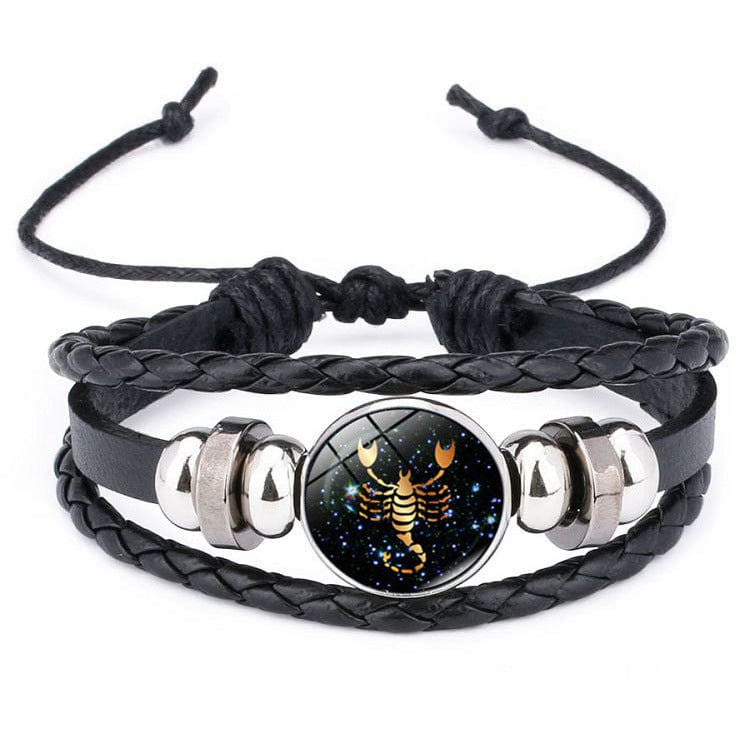 Zodiac Armband Signum Skorpion Zodiak Armband Zodiak Armband Signum Gentcreate Läderarmband Spirituellt Armband för Män