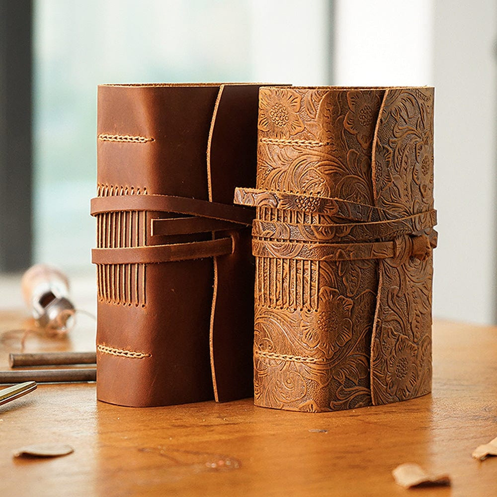 Brown Leather Diary Liber Real leather notebook - Gentcreate