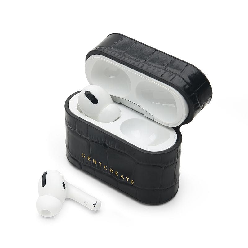 حافظة Airpods Pro من الجلد اللامع حافظة آيفون جلدية خضراء لامعة بنمط كروكو من جينت كريت