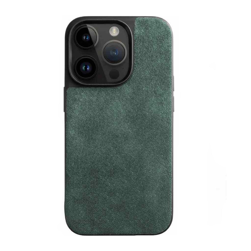 Alcantara Suede iPhone 14 Case Green Alcantara iPhone 14 Case By Gentcreate