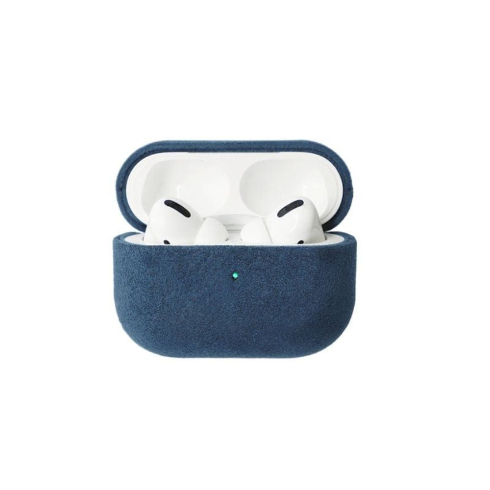حالة الكانتارا Airpods حافظة سماعات آيربودز ألكانتارا زرقاء نافلي