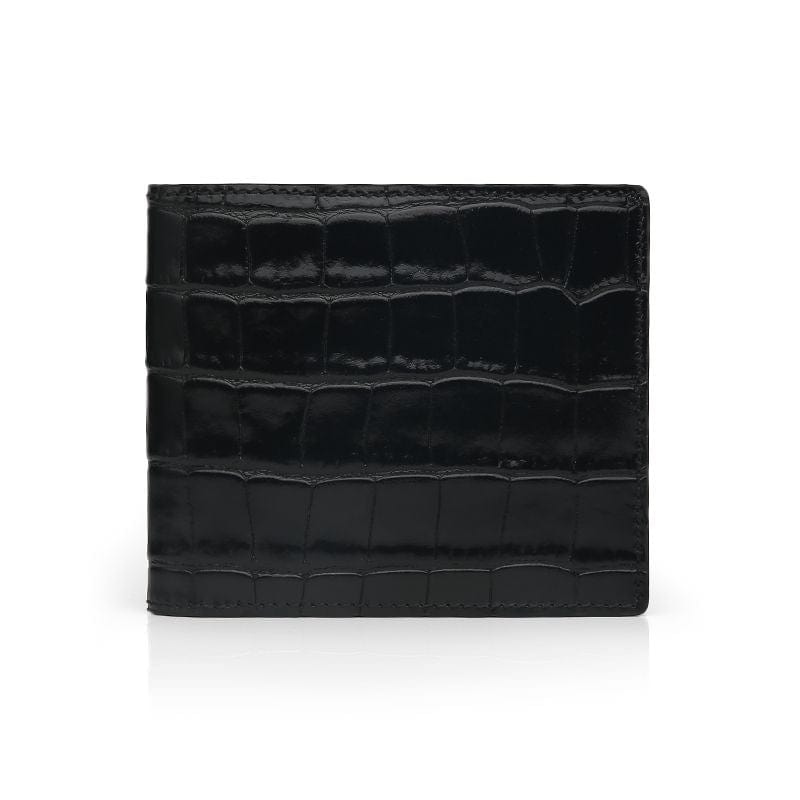 Bifold-Geldbörse aus glänzendem Leder | 8 Kartenfächer Schwarze glänzende Leder-Bifold-Geldbörse von Gentcreate