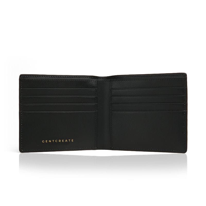 Bifold-Geldbörse aus glänzendem Leder | 8 Kartenfächer Schwarze glänzende Leder-Bifold-Geldbörse von Gentcreate